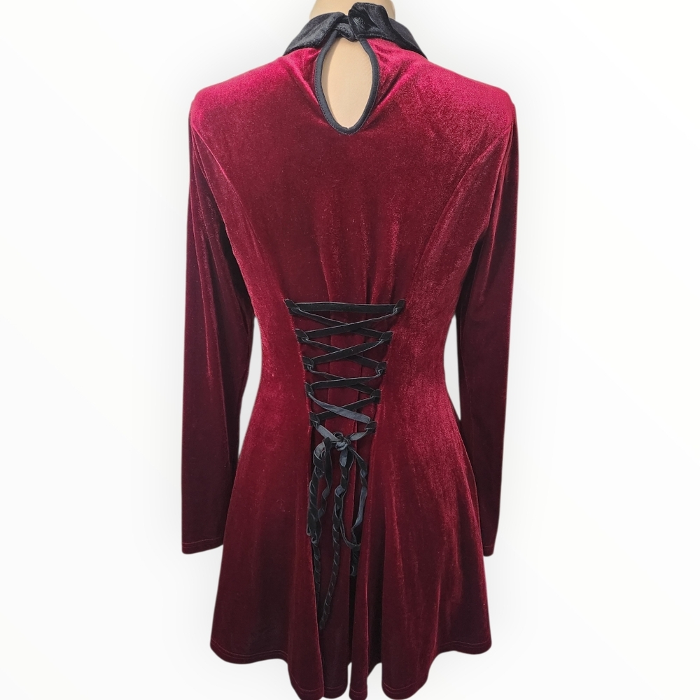 DOLLS KILL x PUNK RAVE "Dramatica" Velvet Skater Dress - Size M - Picture 8 of 14